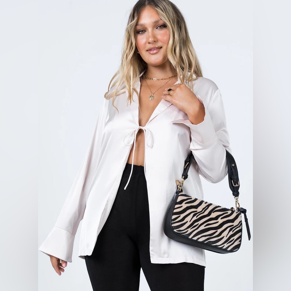 Princess Polly Light Pink/Champagne Freddie Front Tie-Shirt